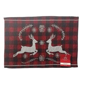 Buffalo Red Black Placemat Set of 4 Deer Snowflake Rustic Lodge Nordic Cabin NEW